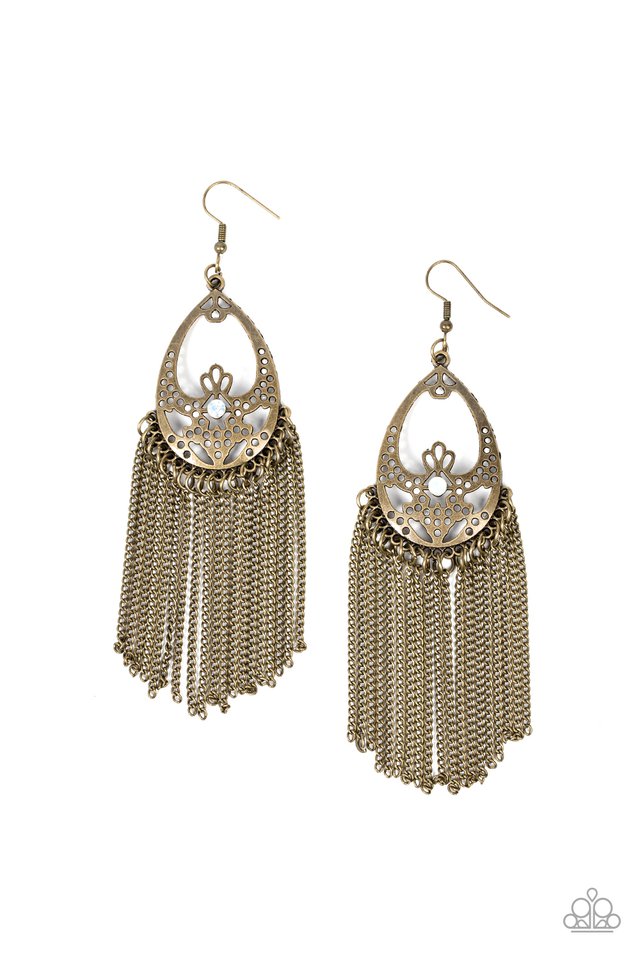 Castle Cottage - Brass - Paparazzi Earring Image