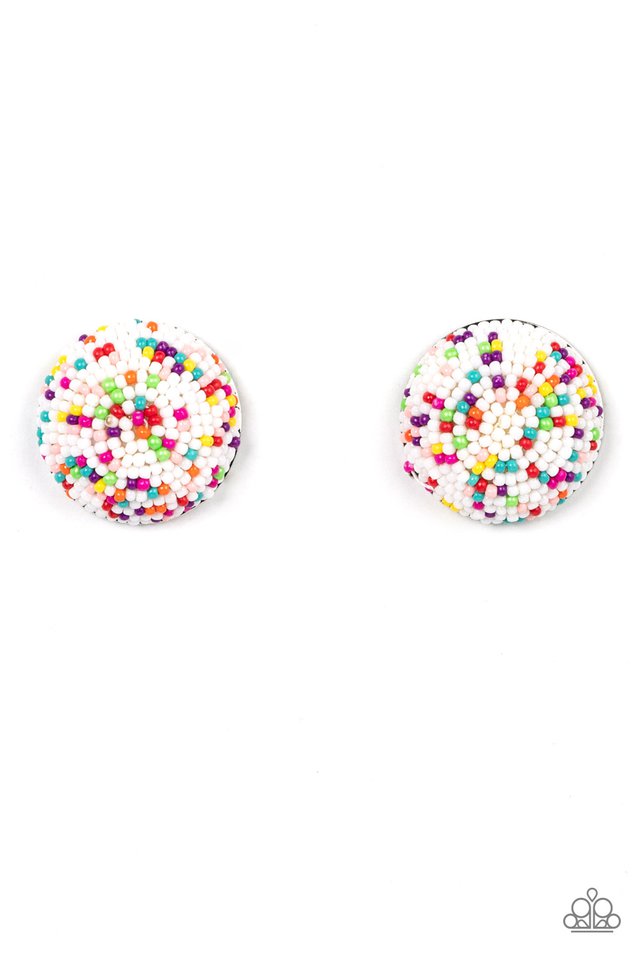 Kaleidoscope Sky - White - Paparazzi Earring Image