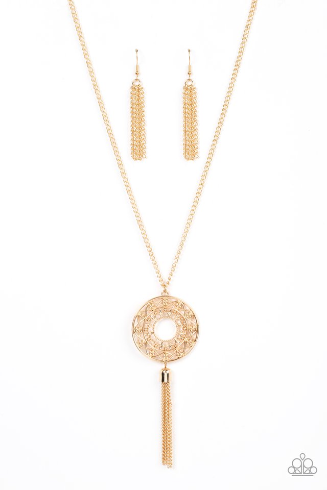 Tai Chi Tassel - Gold - Paparazzi Necklace Image