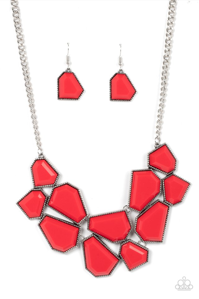 Double-DEFACED - Red - Paparazzi Necklace Image