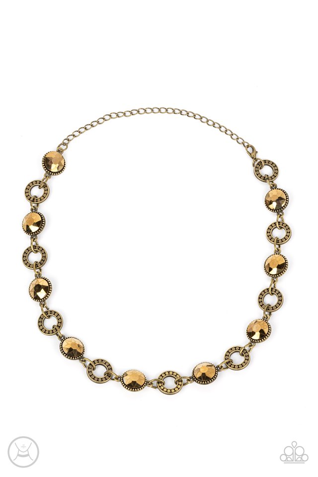 Rhinestone Rollout - Brass - Paparazzi Necklace Image