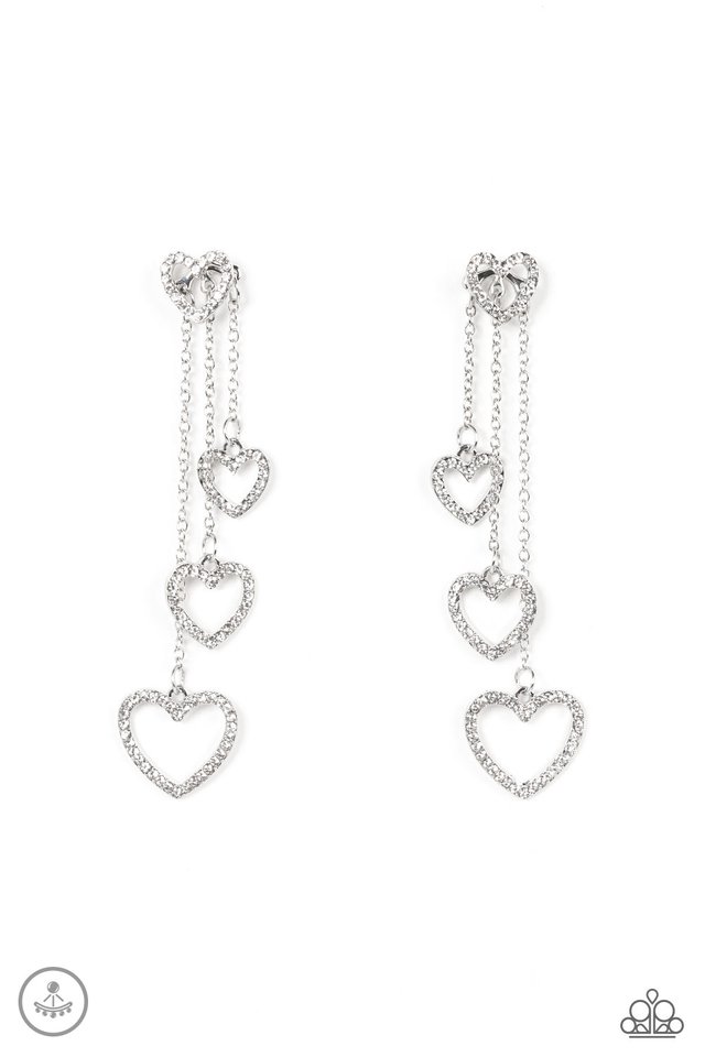 Falling In Love - White - Paparazzi Earring Image