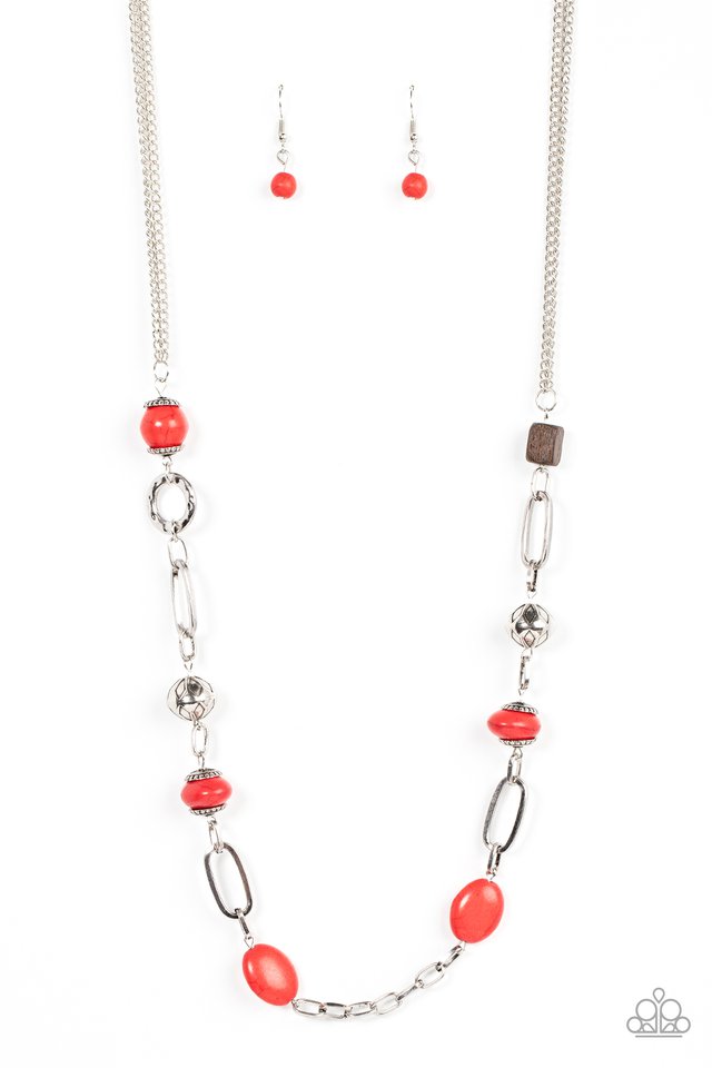 Barefoot Bohemian - Red - Paparazzi Necklace Image