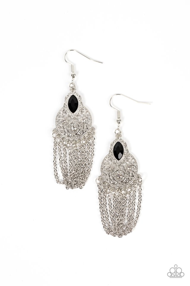 Pressed for CHIME - Black - Paparazzi Earring Image