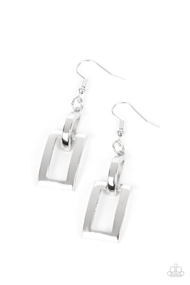 Blazing Buckles - Silver - Paparazzi Earring Image