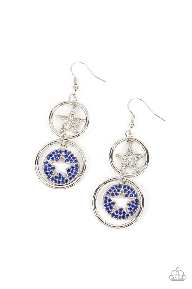 Liberty and SPARKLE for All - Blue - Paparazzi Earring Image