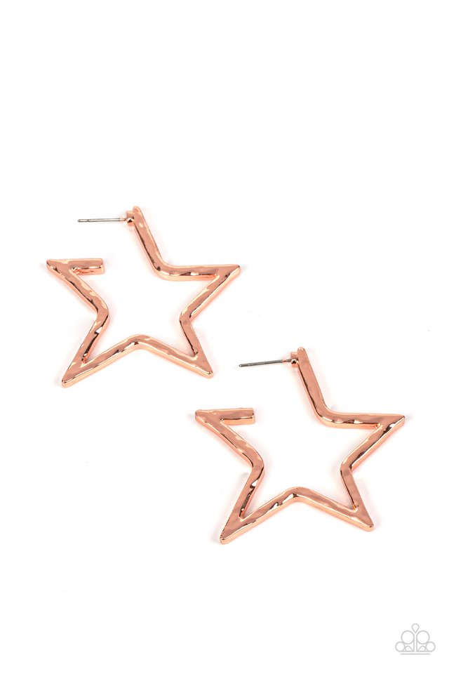 All-Star Attitude - Copper - Paparazzi Earring Image