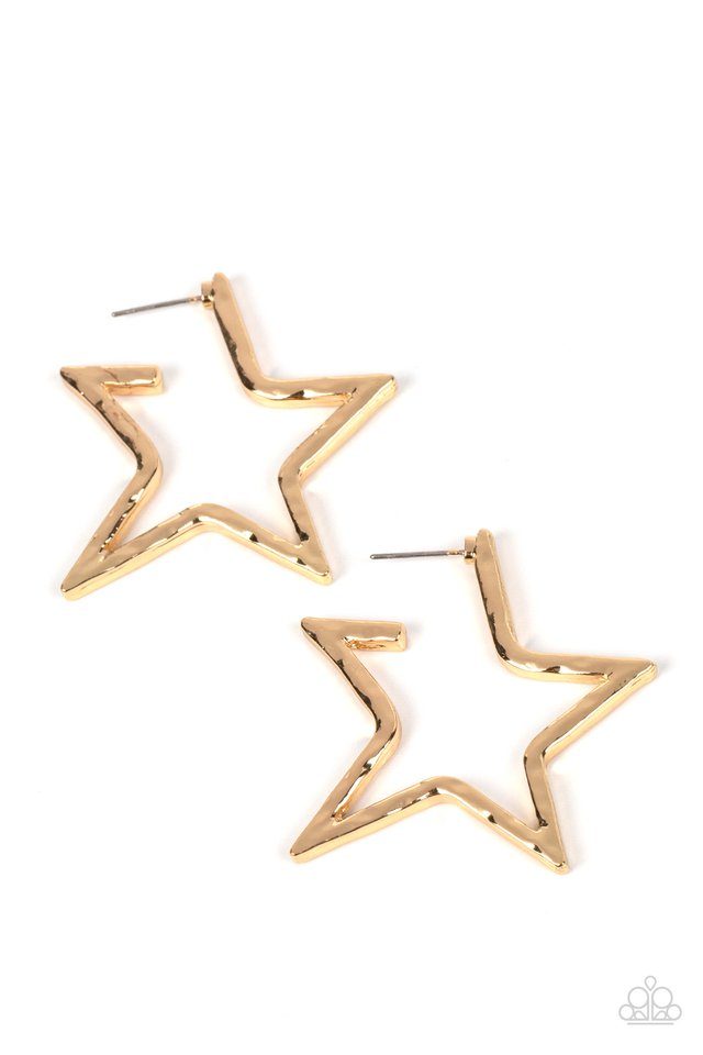 All-Star Attitude - Gold - Paparazzi Earring Image