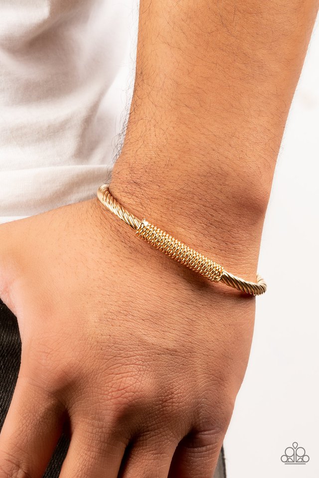 CABLE-Minded - Gold - Paparazzi Accessories Men's Bracelet