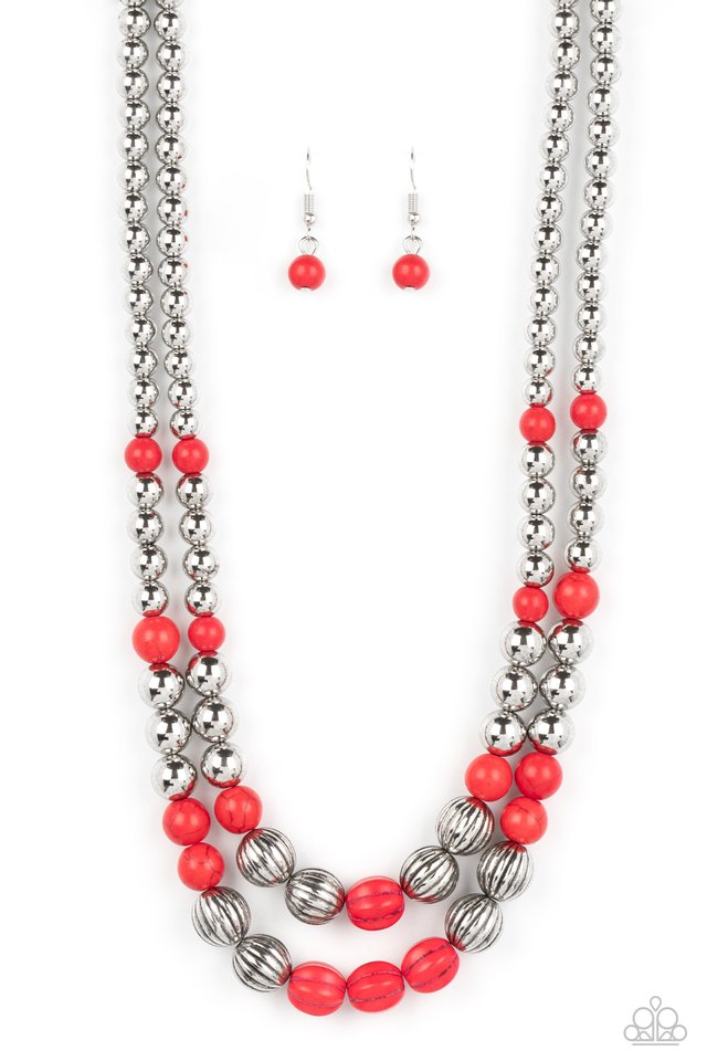 Country Road Trip - Red - Paparazzi Necklace Image