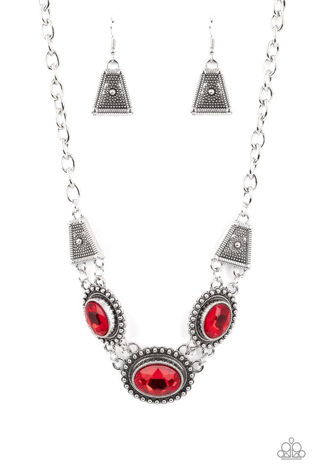 Textured TRAPEZOID - Red - Paparazzi Necklace Image