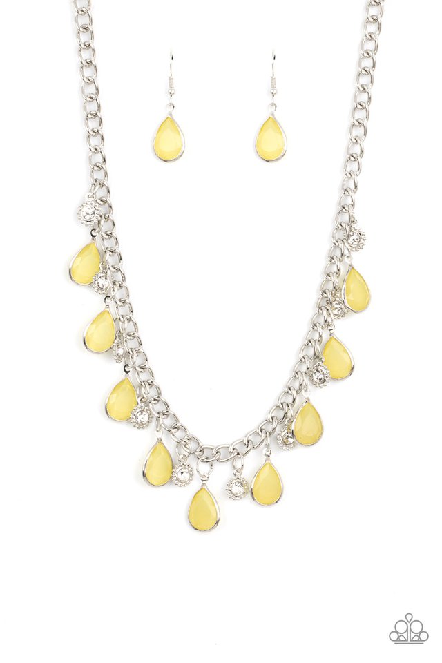 Frosted and Framed - Yellow - Paparazzi Necklace Image