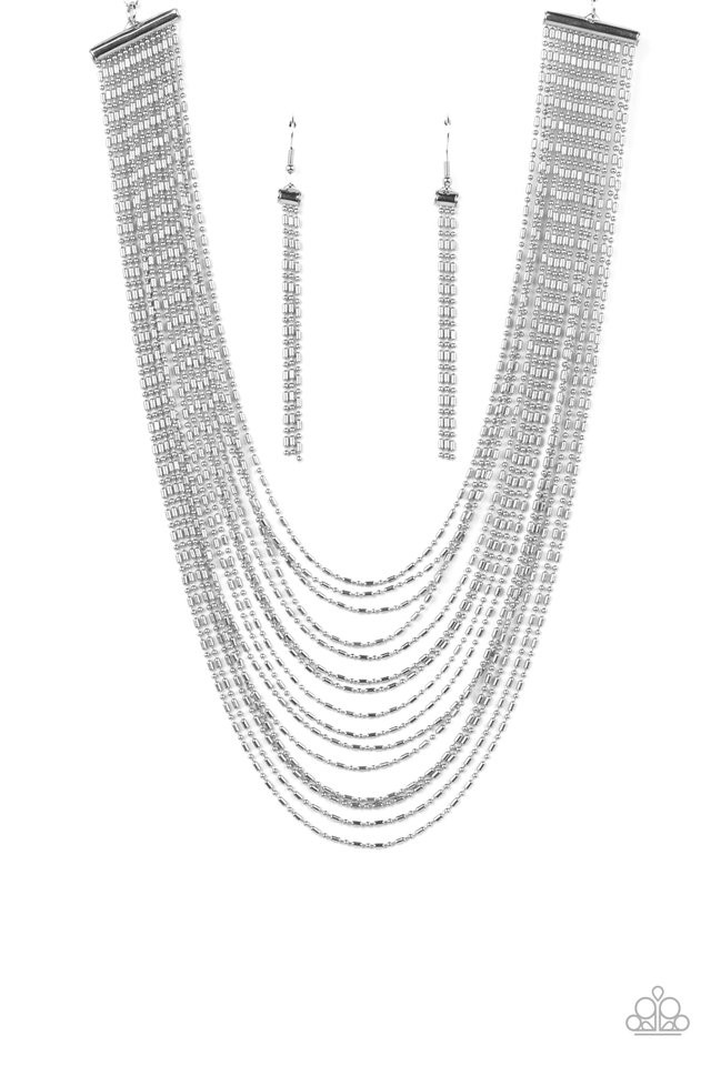 Cascading Chains - Silver - Paparazzi Necklace Image
