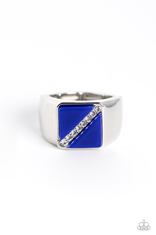 Diagonally Dominant - Blue - Paparazzi Ring Image