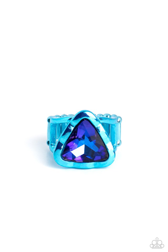 Triangle Tyrant - Blue - Paparazzi Ring Image