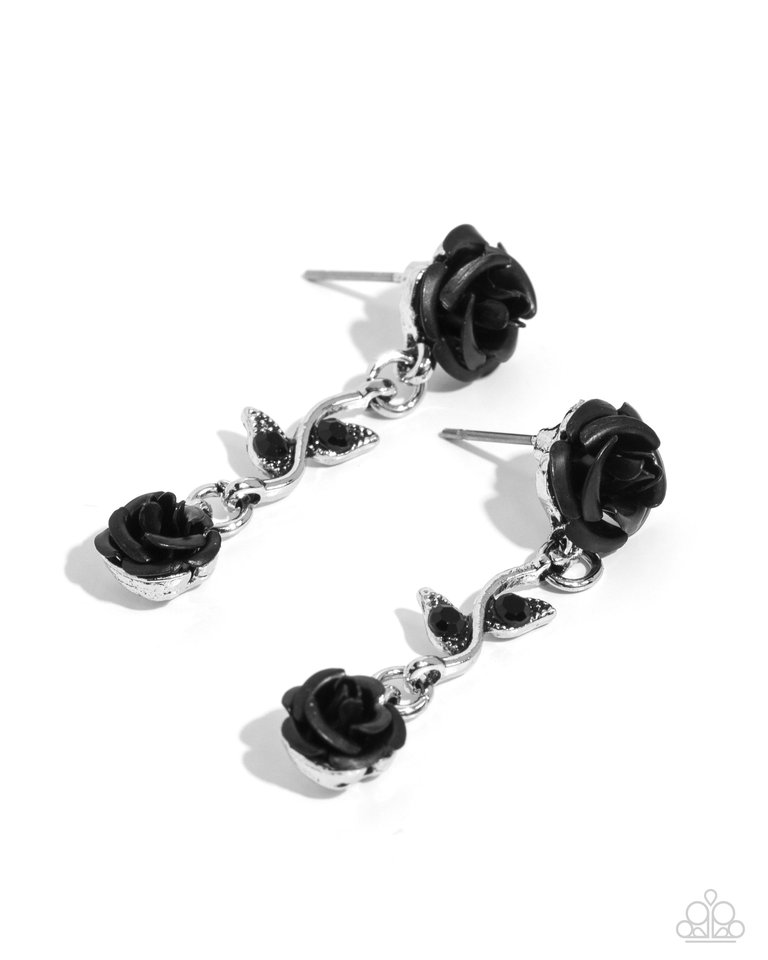 Led by the ROSE - Black - Paparazzi Earring Image